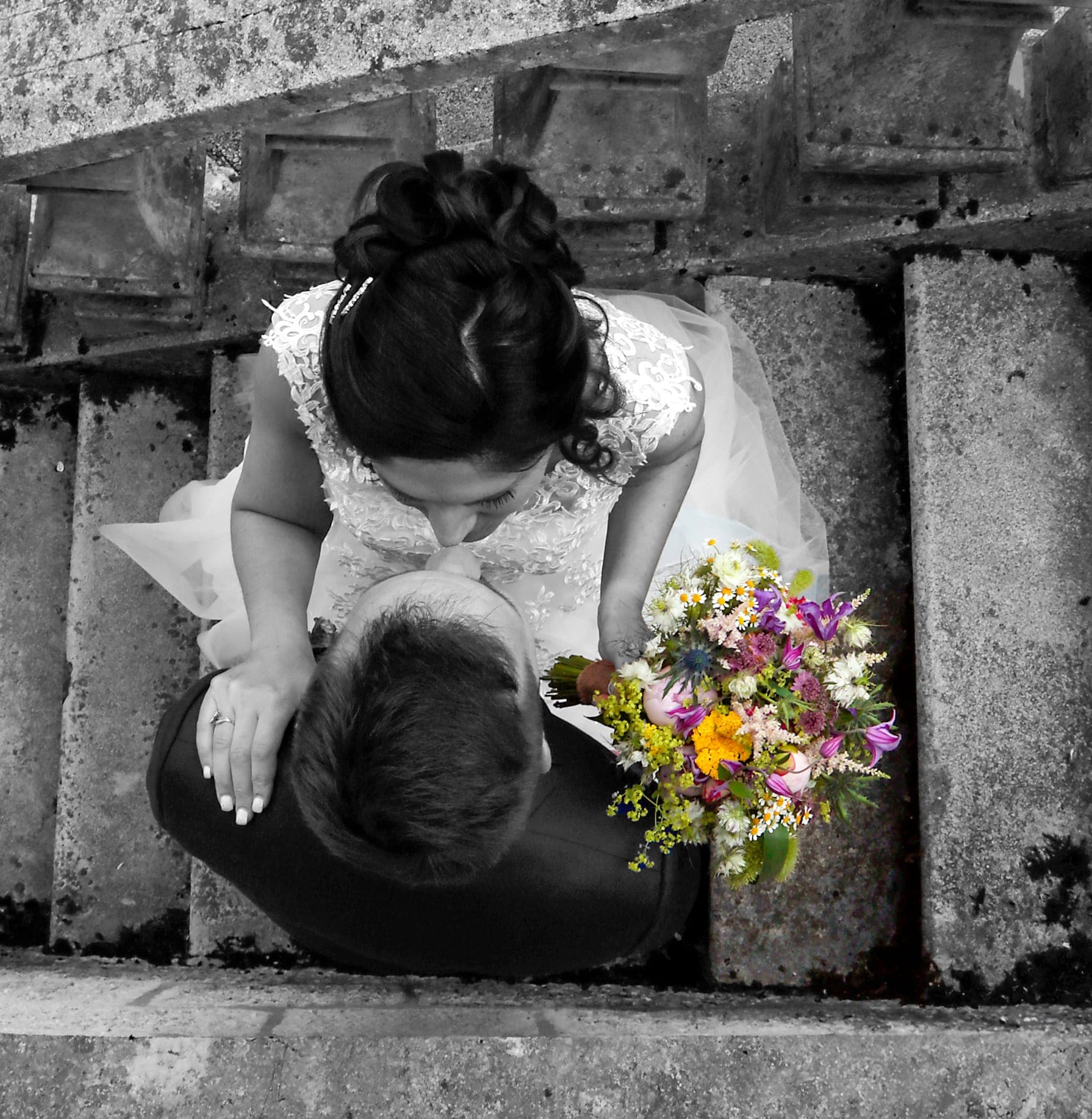 Portrait de mariée en noir et blanc